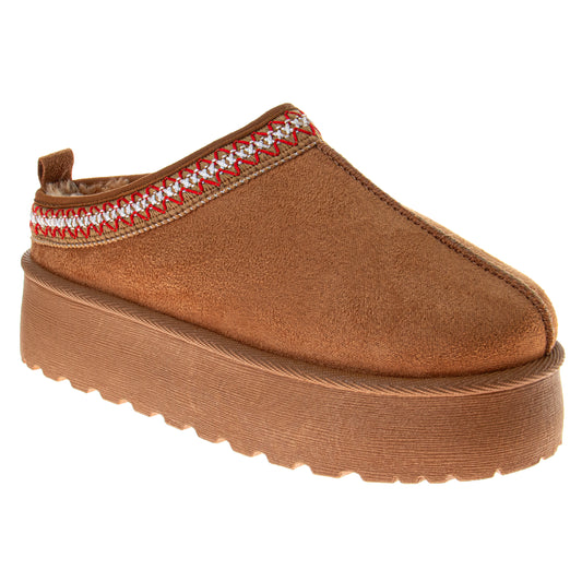 Avalanche Women's Platform Slippers Cozy Slip-On House Shoes with Soft Faux Fur Lining & Cushioned Sole (Adult)