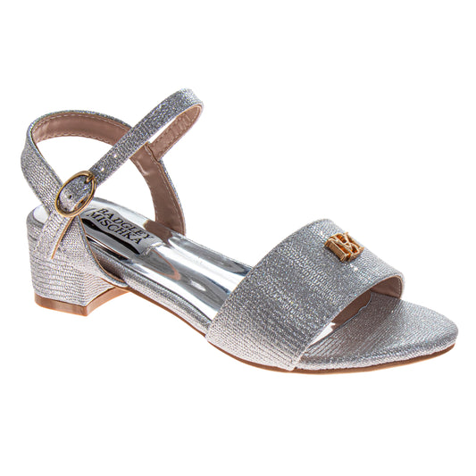 Badgley Mischka Dress Sandals for Girls Rhinestone Ankle Strap Formal (Little Kids / Big Kids)
