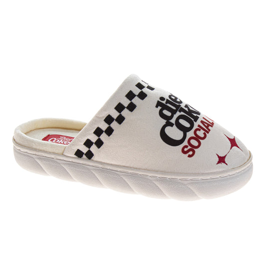 Coca-Cola Diet Coke Ladies' Cozy Plush Slip-On Slippers “Diet Coke Social Club” Graphic Soft Indoor House Shoes