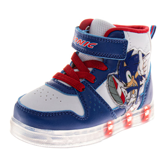 Sega Sonic The Hedgehog High Top Sneakers Boys Speedy Athletic Racing Design Durable Canvas LaceUp Closure (Toddler / Little Kid)