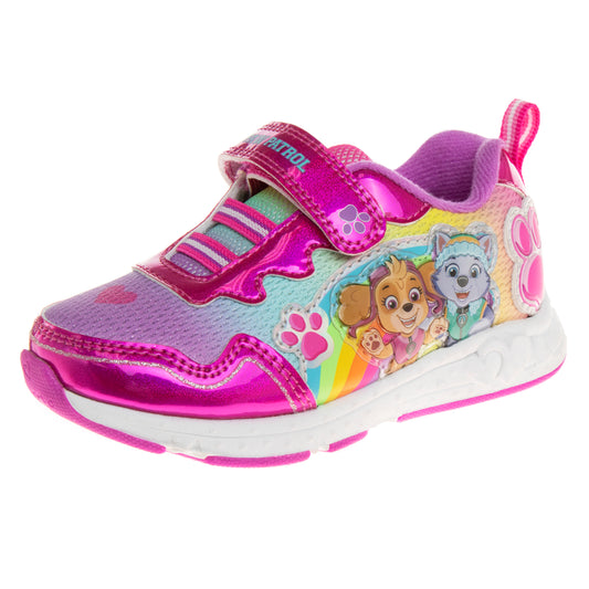 Nickelodeon Paw Patrol Skye and Everest Hook and Loop Girls' Light Up Fashion Sneakers. (Toddler/Little Kids)