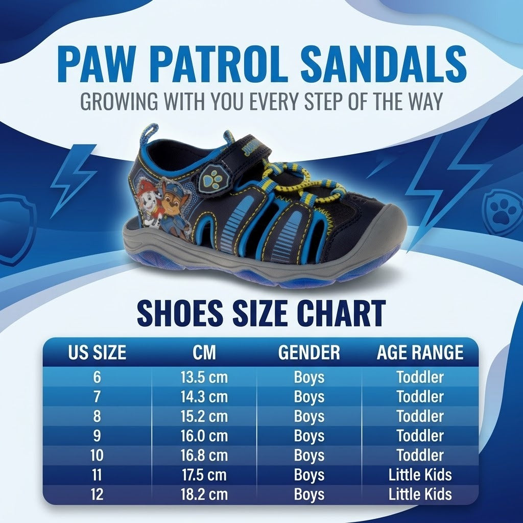 Nickelodeon Paw Patrol Hook & Loop Closed Toe Sport Sandals Boys Easy Hook & Loop Closed Toe Protection Outdoor Ready Durable (Toddler/ Little Kids)