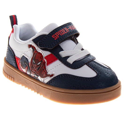 Marvel Spiderman Design Court Sneakers Boys WebSlinger Durable Rubber Sole Athletic Support Hook and Loop Active Play (Toddler / Little Kid)