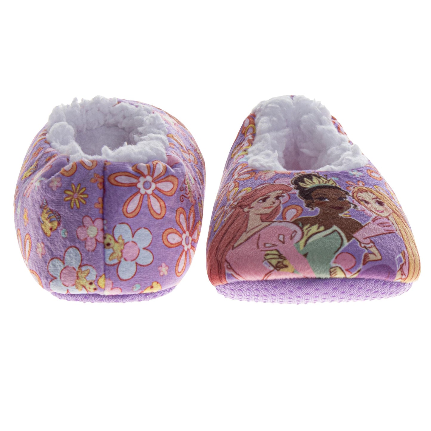 Disney Princess Slippers for Girls Princess Design Cozy Interior Cushioned Plush (Toddler / Little Kid)