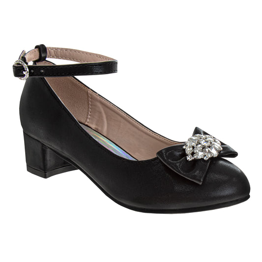 Badgley Mischka Low Heeled Dress Pumps Girls' Elegant Stylish Formal Wear Comfort Heel Sparkle Detail (Little Kid / Big Kid)
