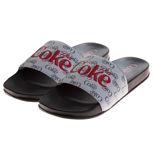 Coca Cola COKE Logo Casual Slides for Men QuickDry Comfortable Beach Pool Athletic Sandals (Adult)