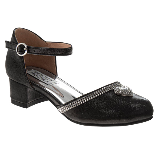 Badgley Mischka Low Heeled Dress Shoes Girls' Elegant Stylish Formal Wear Comfort Heel Sparkle Detail (Little Kid / Big Kid)