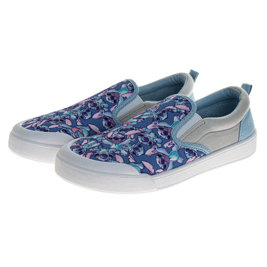 Disney Stitch SlipOn Canvas Sneakers Women's Easy On/Off Casual Wear Comfort Fit Fun Design Everyday Style (Adult)