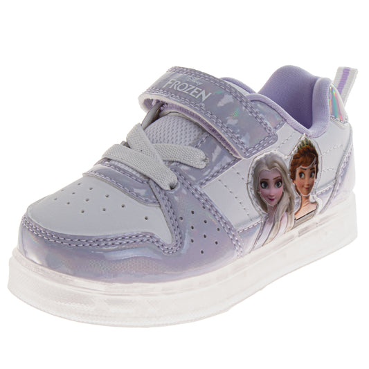 Disney Frozen Sneakers Girls Elsa and Anna Sparkle Detail Lightweight Athletic Running Shoe Adjustable Closure (Toddler / Little Kid)