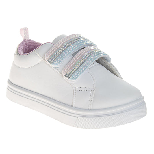 Laura Ashley Hook & Loop Sneakers Girls' Easy Hook & Loop Stylish Everyday Wear Comfort Fit Durable (Toddler / Little Girl)