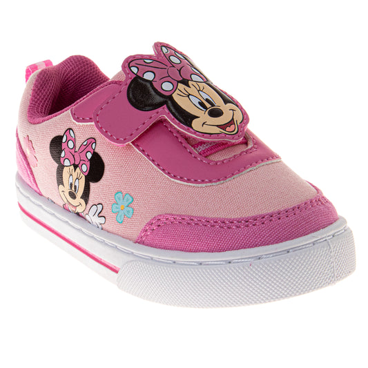 Disney Minnie Mouse Design Sneakers Girls Soft Comfortable Casual Wear Everyday Play Velcro Closure (Toddler / Big Kid)