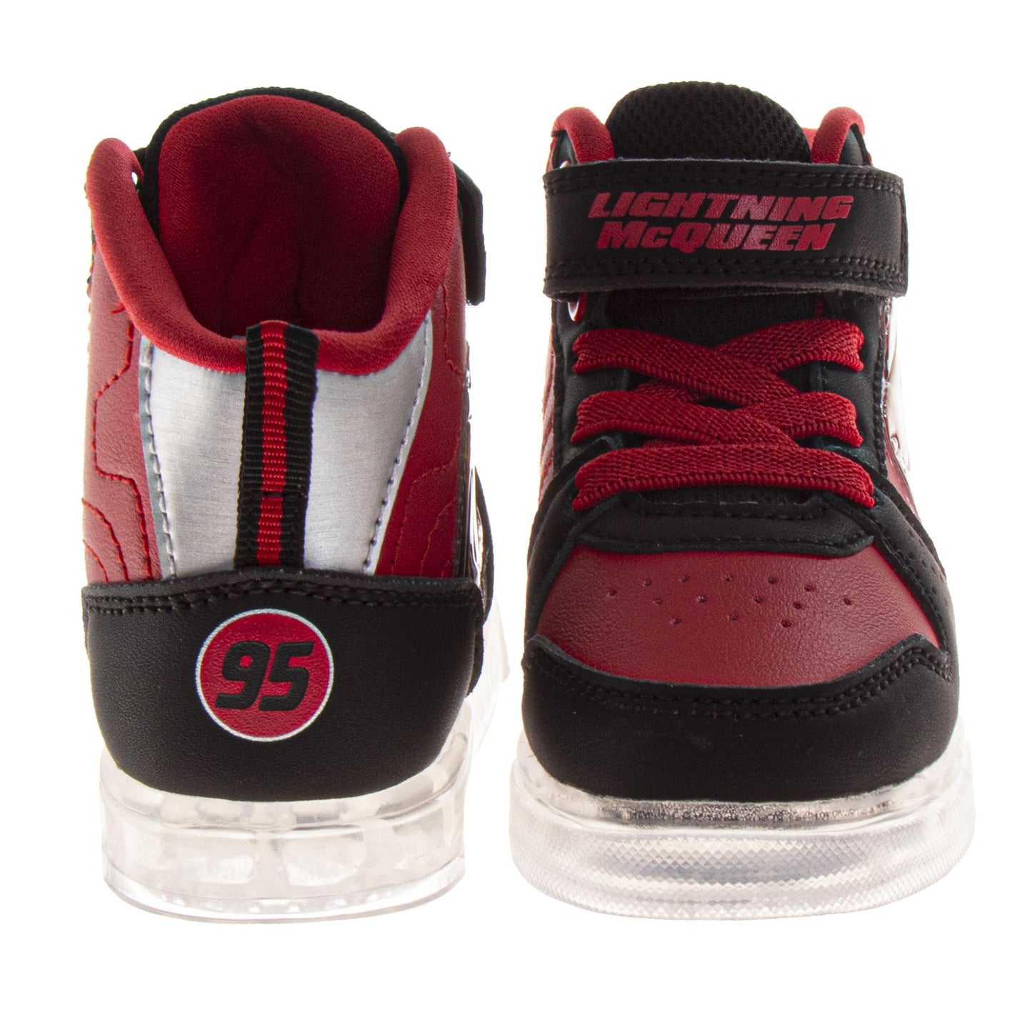 Disney Pixar Cars Lightning McQueen High Top Sneakers Boys Race Car Design LaceUp/Velcro Athletic Ankle Support (Toddler / Little Kid)