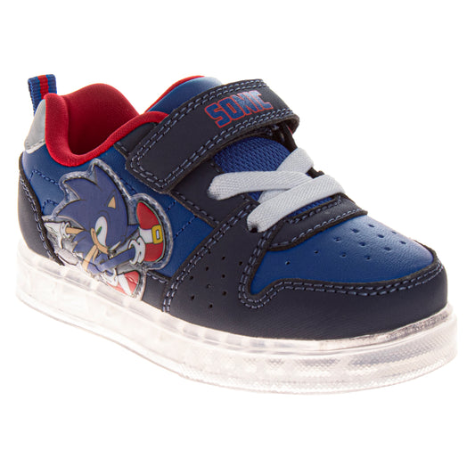 Sega Sonic Design Sneakers Boys Super Speed Athletic Running Adjustable Strap Durable Tread (Toddler / Little Kid)