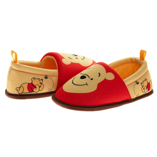 Winnie the Pooh Boys/Girls Slippers - Pooh Plush Warm Soft Aline Comfy Lightweight House Shoes (5-10 toddler)
