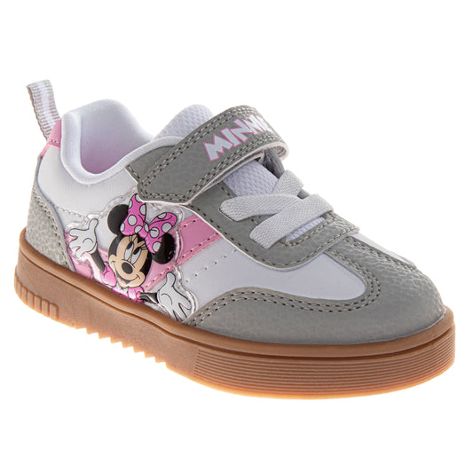 Disney Minnie Mouse Court Sneakers Girls Polka Dot Athletic Running Hook and Loop Comfort Fit (Toddler / Little Kid)