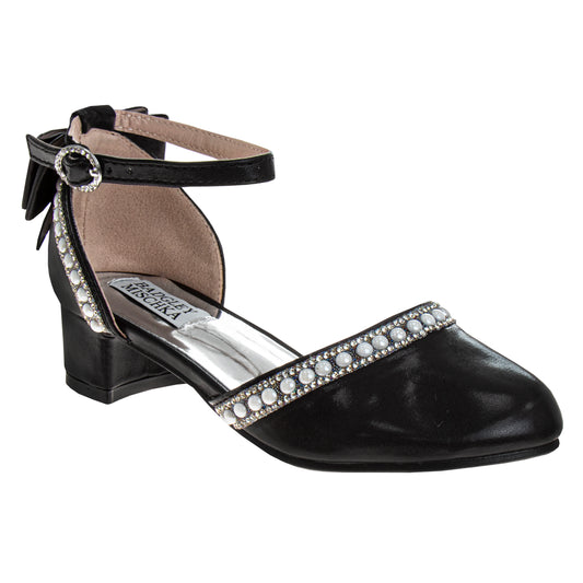 Badgley Mischka Low Heeled Dress Shoes Girls' Elegant Stylish Formal Wear Comfort Heel Sparkle Detail (Little Kid / Big Kid)