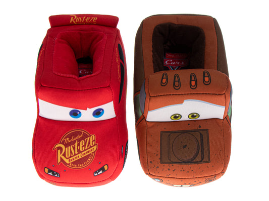 Disney Cars Boys Slippers Lightning Mcqueen Plush Warm Soft Aline Comfy Lightweight House Shoes (5-10 toddler)