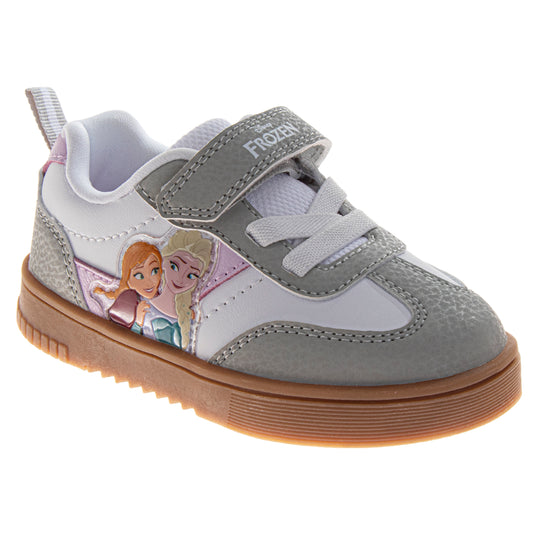 Disney Frozen Design Sneakers Girls Elsa & Anna Glitter Detail Athletic Running Adjustable Strap (Toddler / Little Kid)