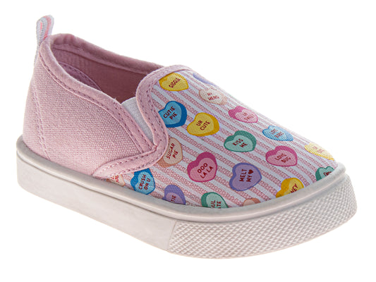 Sweethearts Conversation Hearts SlipOn Shoes Girls Sweet Style Adorable Easy On/Off Casual Comfort NoLace Design (Toddler)