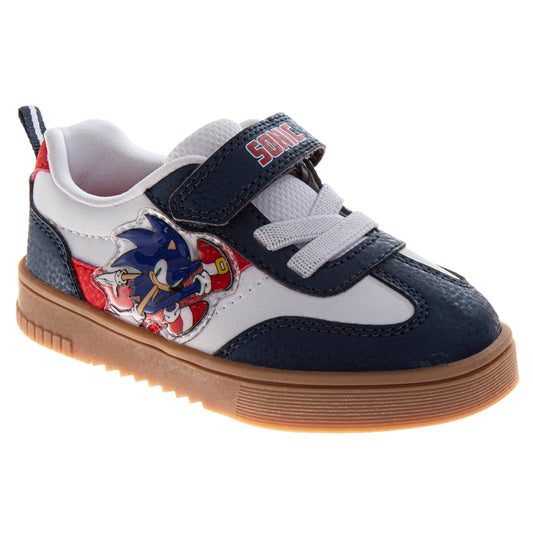 Sega Sonic The Hedgehog Sneakers Boys Super Speed Athletic Running Adjustable Strap Lightweight Design (Toddler / Little Kid)