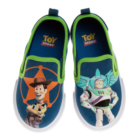 Toy Story Casual No Lace Shoes - Buzz Lightyear Sheriff Woody Low top Canvas Slip-on Tennis Boys Sneakers (Size 5-12 Toddler)