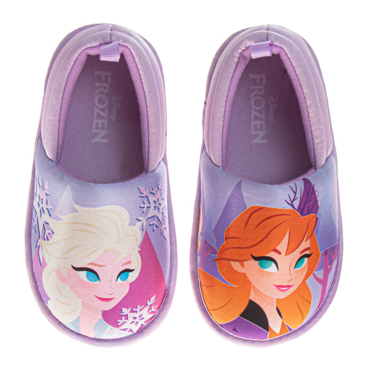 Disney Frozen Girls Slippers Anna and Elsa Plush Warm Soft Aline Comfy Lightweight House Shoes (5-10 toddler)