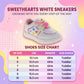 Sweethearts White Sneakers Girls  Rainbow Laces Heart Charms Fashionable Casual Comfort LaceUp Look (Toddler)