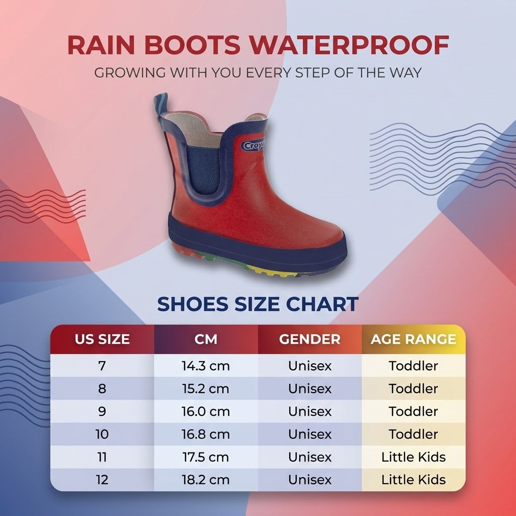 Crayola™ Kids Solid Rain Boots Waterproof Pull On Rubber Boots with Elastic Side Panels (Toddler/Little Kids)