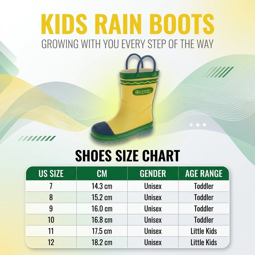 Crayola™ Kids Rain Boots with Easy Pull Handles Waterproof Rubber Boots (Toddler/Little Kids)