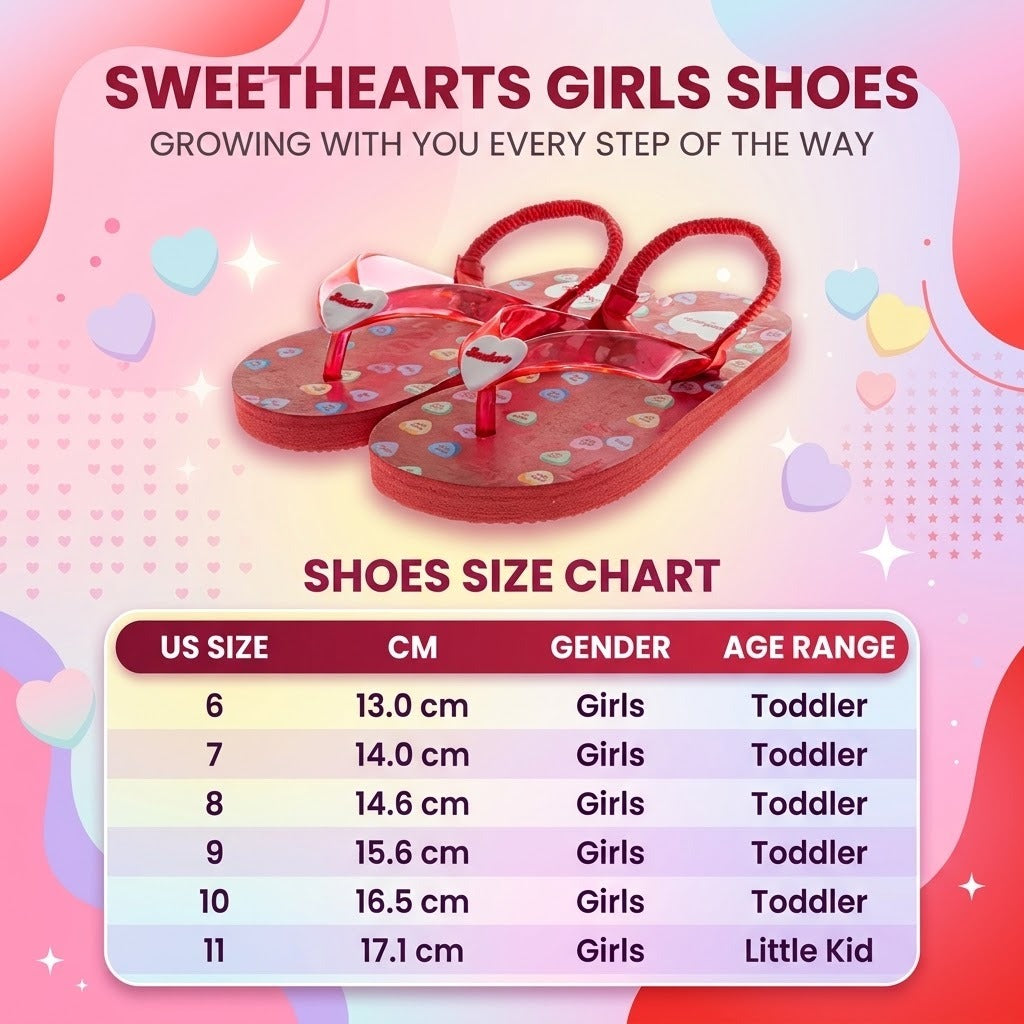 Sweethearts Girls Shoes, Girls Flip Flops, Thong Sandals - Kids Summer Beach & Pool Shoes, Slip On Red and White (Toddler/Little Kid)