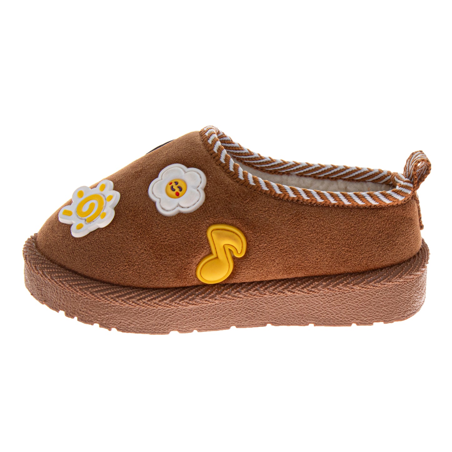Josmo Kids' Cozy Plush Slip-On House Slippers, Fun Patch Indoor Outdoor Slippers (Toddler)
