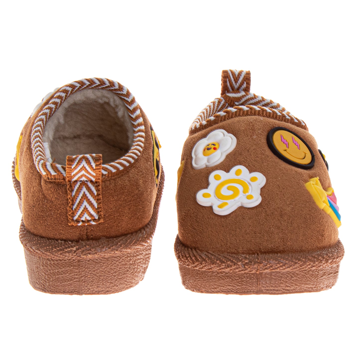 Josmo Kids' Cozy Plush Slip-On House Slippers, Fun Patch Indoor Outdoor Slippers (Toddler)