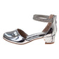 Badgley Mischka Girls Metallic Mary Jane Heel with Pearl & Rhinestone Straps (Little Kidâ€“Big Kid)