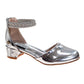 Badgley Mischka Girls Metallic Mary Jane Heel with Pearl & Rhinestone Straps (Little Kidâ€“Big Kid)