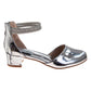 Badgley Mischka Girls Metallic Mary Jane Heel with Pearl & Rhinestone Straps (Little Kidâ€“Big Kid)