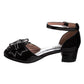 Badgley Mischka Girls Block Heel Dress Shoes with Embellished Bow (Little Kidâ€“Big Kid)