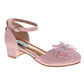 Badgley Mischka Girls Block Heel Dress Shoes with Embellished Bow (Little Kidâ€“Big Kid)