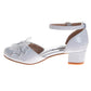 Badgley Mischka Girls Block Heel Dress Shoes with Embellished Bow (Little Kidâ€“Big Kid)