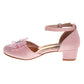 Badgley Mischka Girls Block Heel Dress Shoes with Embellished Bow (Little Kidâ€“Big Kid)
