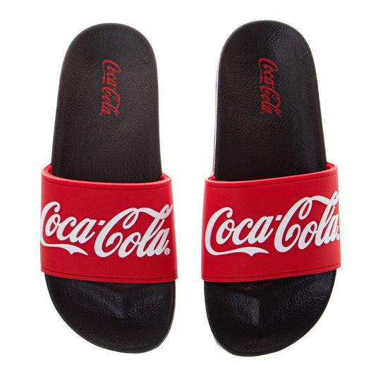 Coca-Cola Men's Classic Logo Slide Sandals, Comfortable Pool, Beach, Shower, and Everyday Slides