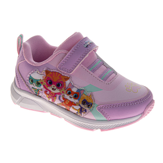 Disney Junior SuperKitties Girls' Light-Up Sneakers, Lightweight Hook and Loop Athletic Shoes (Toddler/Little Kid)