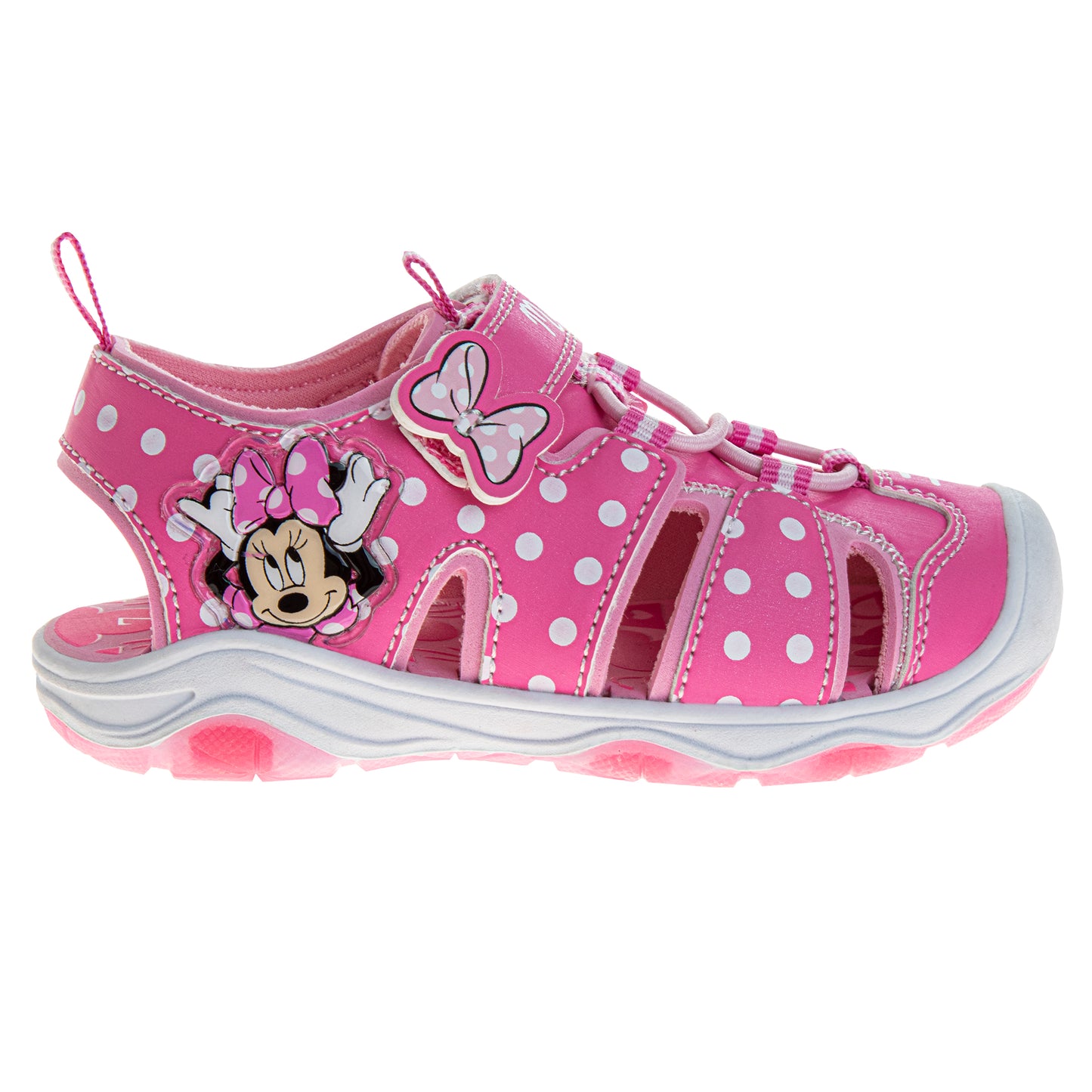 Disney Minnie MoMinnie Mouse LED light up Hook & Loop Girls Toddler Closed Toe Sport Sandals