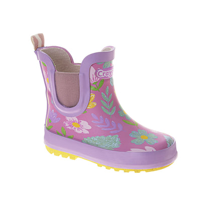CrayolaÃ¢â€žÂ¢ Girls Floral Rain Boots Ã¢â‚¬â€œ Waterproof Slip-On Rubber Boots with Easy Pull Tabs (Toddler/Little Kids)