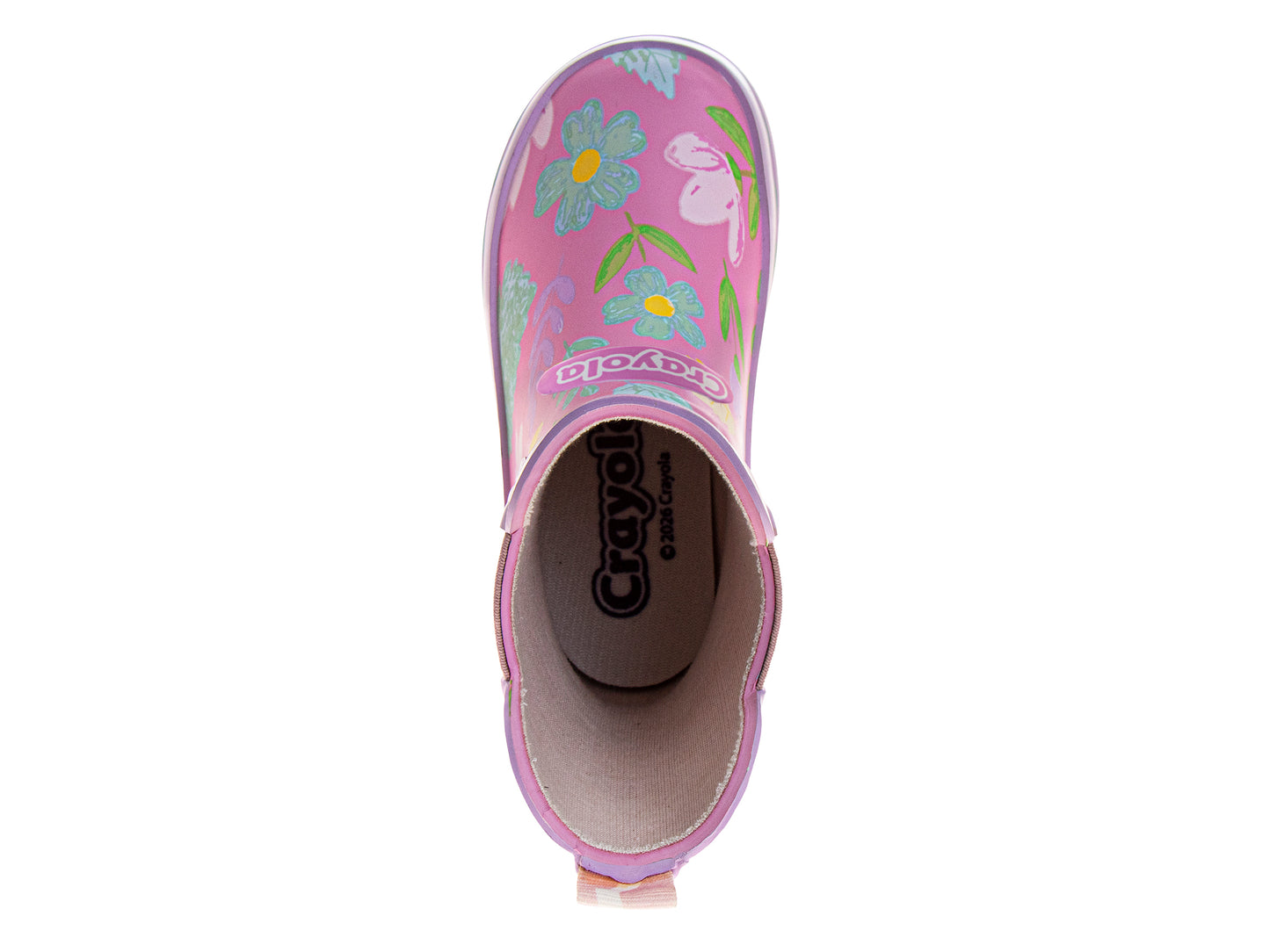 CrayolaÃ¢â€žÂ¢ Girls Floral Rain Boots Ã¢â‚¬â€œ Waterproof Slip-On Rubber Boots with Easy Pull Tabs (Toddler/Little Kids)