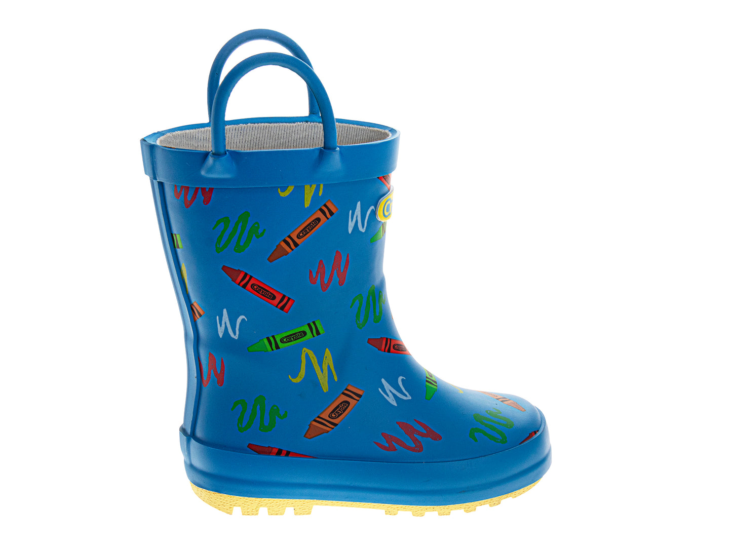 Crayola™ Kids Crayon Print Rain Boots Waterproof Pull On Rubber Boots with Easy Carry Handles  (Toddler/Little Kids)