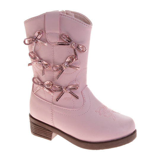 Kensie Girl Western Boots – Girls Mid-Calf Cowboy Boots with Bow Detail (Little Kid/Big Kid)