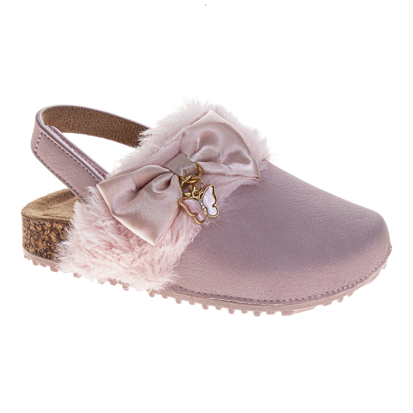 Laura Ashley Slingback Clogs Ã¢â‚¬â€œ Girls Faux Fur Bow Charm Fashion Shoes with Adjustable Strap (Toddler/Little Kid)