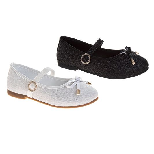 Laura Ashley Mary Jane Flats – Girls Bow Dress Shoes with Strap Closure (Little Kid/Big Kid)