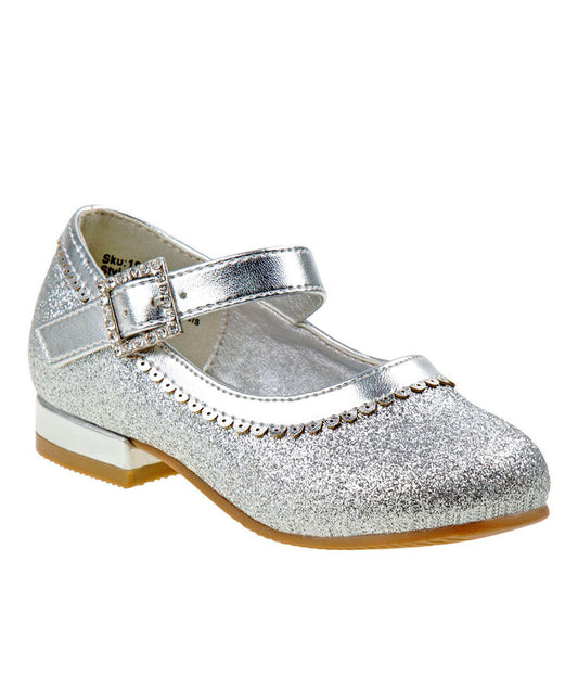 Josmo Girls Dress Mary Jane Wedding Party Heels Ballerina Flower Shoes with Hook and Loop Buckle (Toddlers / Little Kids)