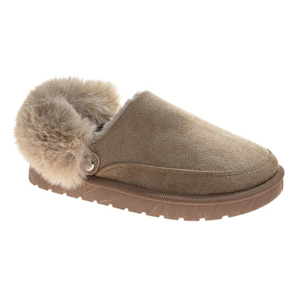 Avalanche Women's Faux Suede Clog Slippers, Plush Faux Fur House Shoes with Non-Slip Sole (Ladies)